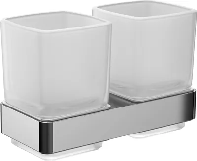 Produktbild von Doppelglashalter LOFT Wandmodell, Kristallglas satiniert chrom