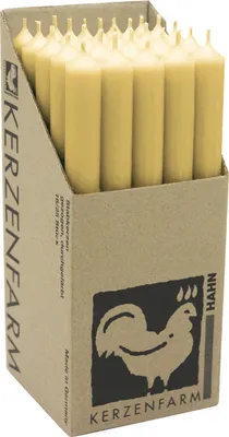 Produktbild von Stabkerzen aus Paraffin, 250/22 mm, Karamell, KERZENFARM HAHN, Brenndauer ca. 12h, 25 Stück pro Verpackung