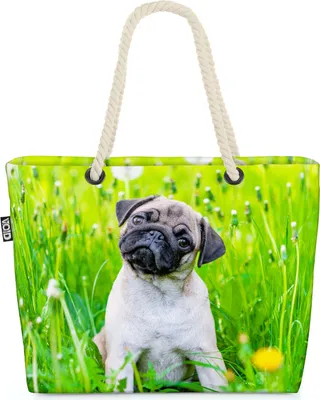 Produktbild von VOID Kleiner Mops Strandtasche Shopper 58x38x16cm 23L XXL Einkaufstasche Tasche Reisetasche Beach Bag