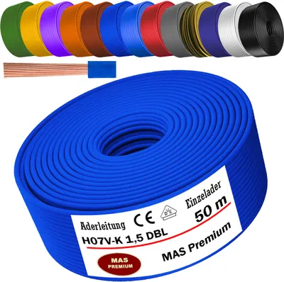Produktbild von 50m Aderleitung H07 V-K DBL 1x1,5 mm² Dunkelblau Einzelader flexibel