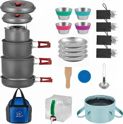 Produktbild von Famanu Camping Kochgeschirr für Outdoor-Ausrüstung - faltbar und platzsparend