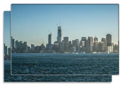 Produktbild von Wallario Frühstücksbrettchen 2er Set aus Glas, je 20 x 30 cm, mit rutschfesten Füßen, Motiv Skyline von San Francisco