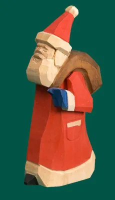 Produktbild von Räuchermann Weihnachtsmann mit Geschenkesack geschnitzt Höhe 10cm NEU