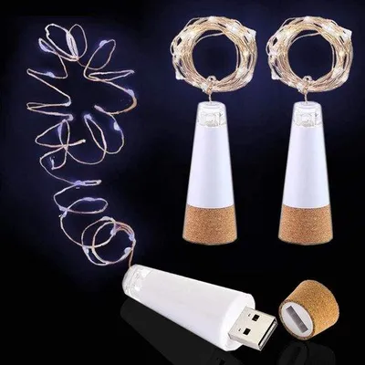 Immagine prodotto di Decorazione natalizia a LED ricaricabile, 20 LED bianco freddo, cavo da 2 m