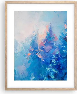 Produktbild von Gerahmtes Poster - Rahmen in heller Eiche - Abstraktion blau gemalt - 40x50 cm - Wand Bild - Wanddeko - Wandbilder - Kunstposter - Wandposter - Bilderrahmen - Bilder - Kunstdruck - P2NPA40x50-4570