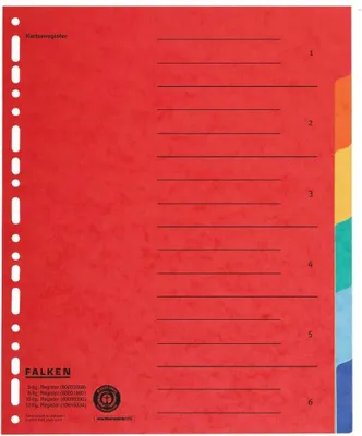 Produktbild von Falken 20x Register Karton 240x297mm Manila-RC-Krt. 6-teilig sortiert 80001993F