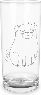 Produktbild von Mr. & Mrs. Panda Glas Mops 200 ml - Transparent - Geschenk, Knuffig, Trinkglas, Tumbler, Wasserglas, Sprüche, Liebe, Cocktailglas, Hund, Hundeliebe, Wasserbecher