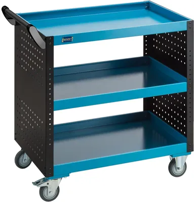 Produktbild von Servicewagen Assistent 167-3S (blau/schwarz, mit seitlichen Lochwänden)