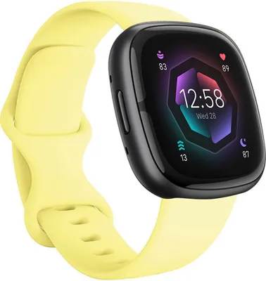 Produktbild von Strap-it Fitbit Sense 2 Silikonarmband (Gelb) - Große: S/M