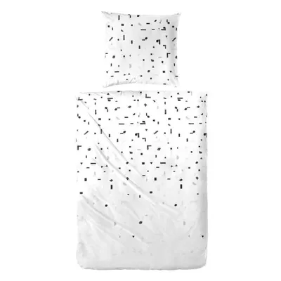 Produktbild von Hahn Renforcé Bettwäsche Muster Weiß 100% Baumwolle Reißverschluss Bettbezug Kissenbezug Bettgarnitur Bettwäsche-Set Bettzeug 155x220 cm Weiß