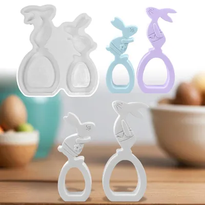Image de Moules en silicone, moules de moulage, lapins de Pâques, lot de 2, pour Pâques et le printemps