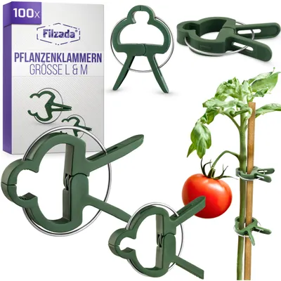 Productafbeelding van Filzada® 100 stuks plantclips, set L en M - ondersteuning voor tomatenranken - tomatenclips