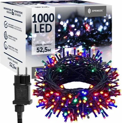 Immagine prodotto di Catena luminosa a LED - 52,5 m, 1000 LED, 8 funzioni, memoria, IP44, multicolore