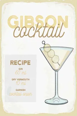 Produktbild von vianmo Holzschild 30x20 cm Gibson Cocktail Recipe