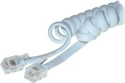 Produktbild von TPFNet 5er Pack Premium Telefonhörer-Spiralkabel (RJ10 / 4P4C), weiß, 4m