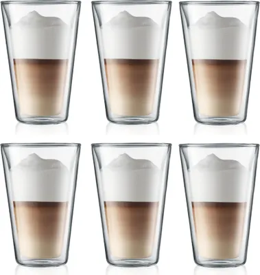 Produktbild von Set mit 6 Thermogläsern – BODUM – Feldflasche – Doppelwandig – 0,4 l – Transparent