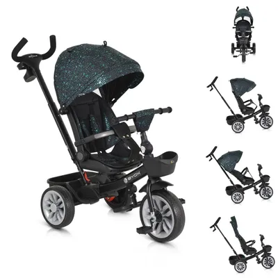 Produktbild von Byox Tricycle Space 3 in 1 Dreirad Getränkehalter, Korb, Schiebegriff, EVA-Räder grün