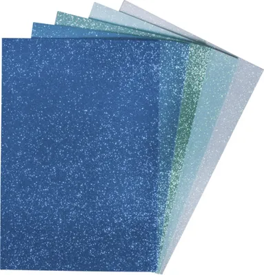 Produktbild von Moosgummi mit Glitter blau-grün sortiert, 5 Stück