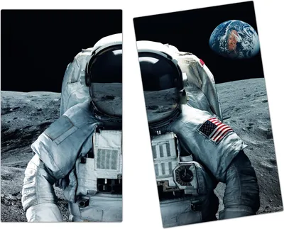 Produktbild von Spritzschutz Herdabdeckplatte Schneidebrett aus Glas Astronaut 2-Teilig (60x52cm)