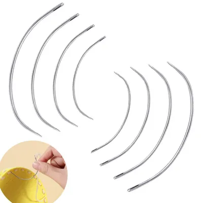 Produktbild von Gebogene Nähnadeln Set 8 Stück Leder Sattlernadel Polsternadel für Perücken Extensions