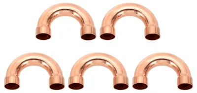5 Kupfer-Rücklaufbögen 180°, 3/4 Zoll ID, Lötfitting