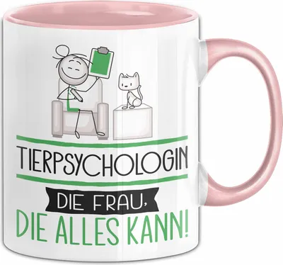 Produktbild von Tierpsychologin Geschenk Tasse Becher Die Frau Die Allen Kann Geschenkidee für eine Tierpsychologin Lustig (Rosa)