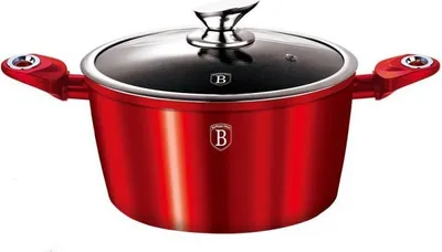 Obrázok produktu pre Berlingerhaus BH-1258 Hrniec Burgundy Metallic Line s mramorovým povrchom a pokrievkou 28 cm