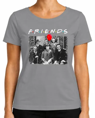 Produktbild von Horror Freunde Parodie Halloween Masken Pennywise Jason Michael Damen T-Shirt, Grau, XL