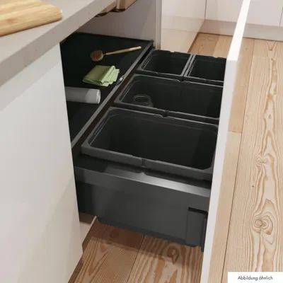 Produktbild von Naber Cox® Base 360 S/900-4, Abfallsammler für Frontauszüge, mit Biodeckel, anthrazit, H 360 mm