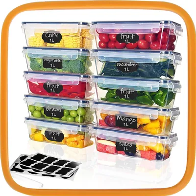 Image de Elzusha - Boîtes de conservation alimentaires, lot de 10, avec couvercles - Sans BPA et étanches