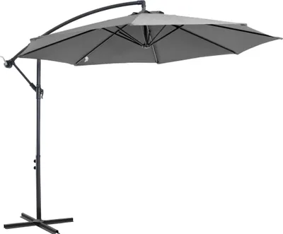 Produktbild von Sonnenschirm mit Handkurbel Wetterbeständig  2,95 m x 2,95 m x 2,45 m Polyester Stahl Schwarz
