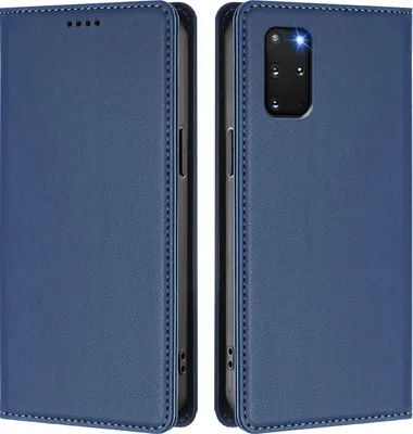 Produktbild von Handyhülle für Samsung Galaxy S20+ 5G, Kunstleder Klapphülle Stoßfeste Magnetische Hülle mit Ständer Dunkelblau