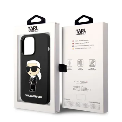 Immagine prodotto di Karl Lagerfeld Klhcp14Lsnikbck Custodia rigida per Iphone 14 Pro 6.1 in silicone nero/nero Iconic