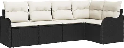 Immagine prodotto di Set divano da giardino vidaXL in polyrattan nero