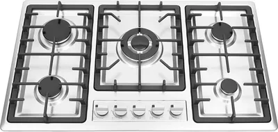 Obrázok produktu pre Plynová varná doska – 5 horákov – 3 kW zemný plyn – nerezová oceľ – elektrické zapaľovanie – poistka proti zhasnutiu plameňa – pre kuchyne a reštaurácie