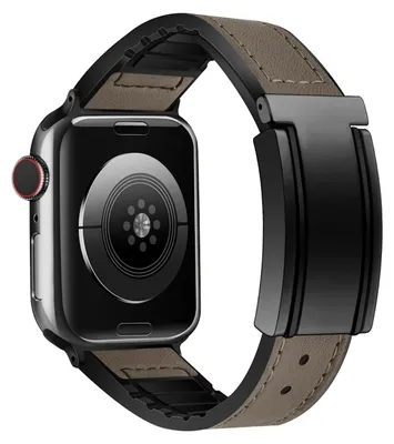 Image de Bracelet de remplacement pour Apple Watch SE 2023 40 mm, en similicuir haut de gamme / silicone, avec boucle magnétique, couleur marron