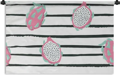 Produktbild von MuchoWow® Wandteppich Wandbehang Sommer - Obst - Streifen 90x60 cm Tapisserie Dekoration Wandtuch - Wandskulpturen - Bildteppich