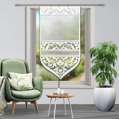 Produktbild von Fertiggardine, Gardine Jacquard, Vorhang, OLIMPIA, Weiß - 65x160 cm