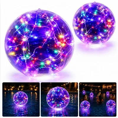 Produktbild von Solar schwimmende Poolleuchte 38 cm LED, aufblasbar, wasserdicht, RGB Farbwechsel, Solarenergie, Garten Pool Licht 2er Set, Outdoor Deko