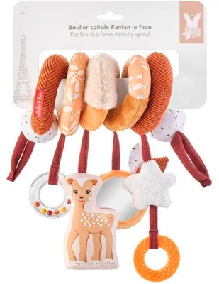 Immagine prodotto di Giocattolo a spirale, Sophie la Girafe Fanfan le Faon, 100% tessuto, multi-attività, sonaglio, specchietto, anello da dentizione, carta frusciante, palline sonore