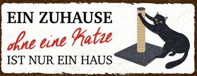 Produktbild von vianmo Blechschild 10x27 cm Zuhause ohne Katze Haus
