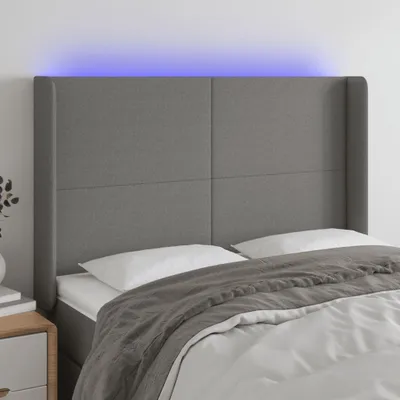 Produktbild von The Living Store LED Kopfteil Dunkelgrau 147x16x118/128 cm Stoff