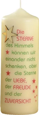 Produktbild von Weihnachtskerze mit Wachsstern und Text Elfenbein 170 x Ø 60 mm, 1 Stück