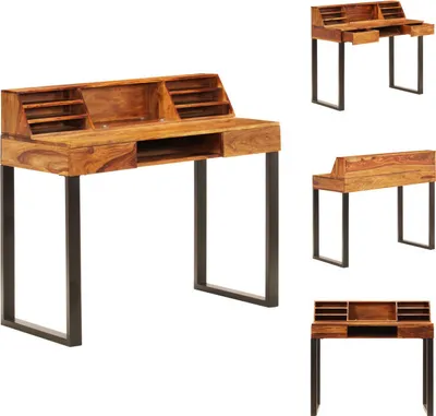 Obrázek produktu pro vidaXL Psací stůl 110 x 50 x 94 cm z masivního dřeva a oceli - Psací stoly