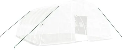 Produktbild von vidaXL Gewächshaus mit Stahlrahmen Weiß 36 m² 6x6x2,85 m