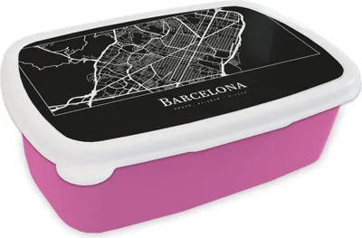 Produktbild von KitchenYeah® Lunchbox Brotzeit Brotdose 17x11 cm Stadtplan - Barcelona - Karte Kinder Brotzeitdose - Lunchpaket - Brotkasten  - Sandwich Box