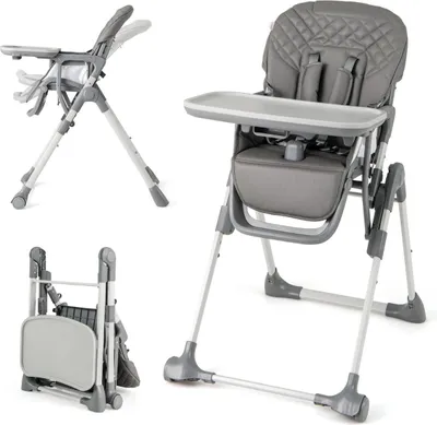 Image de Chaise haute pliable pour bébé avec inclinaison et hauteur réglable