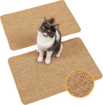 Produktbild von Wandmontierte Katzenkratzmatte, Katzenkratzbaum aus Natursisal, horizontaler Katzenkratzbaum für die Wandmontage (60x40cm)