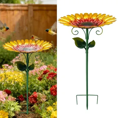 Image de Baignoire pour oiseaux, en métal, accessoire de jardin décoratif