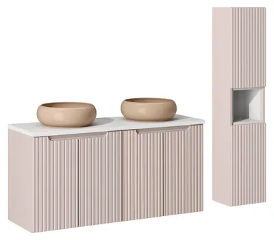 Produktbild von Doppelwaschtisch und Hängesäule 120cm Riva, Kaschmir